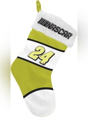 NWT Nascar Lime Green and White Racing Stocking with '24' Applique W10